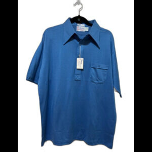 Vintage Contoure International  Men's Blue Mercerized Cotton Polo xl NWT